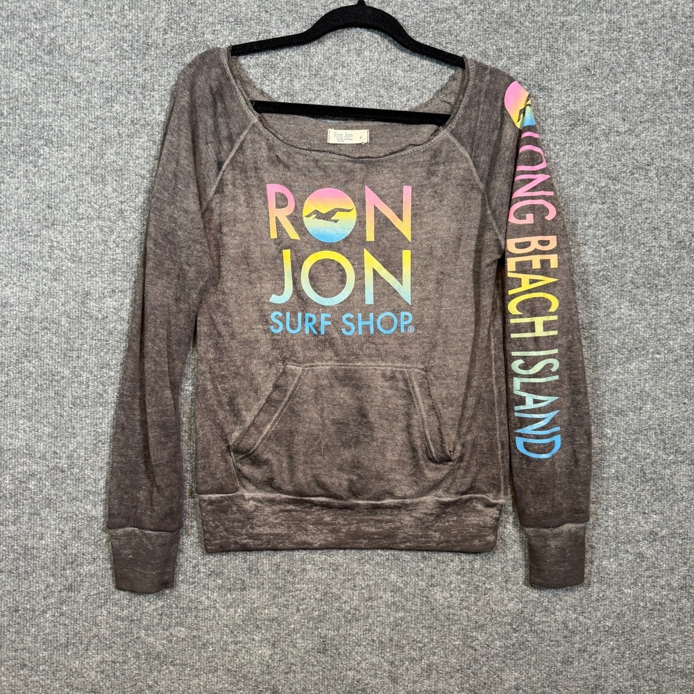 Ron Jon Surf Shop Sweatshirt Womens Small Lightweight Pullover Fleece Surf Beach